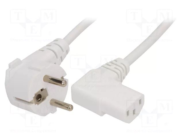 Cable; 3x1mm2; PVC; 1m; white; 10A; 250V; Core: Cu; Type: Uni-Schuko LIAN DUNG SN312-3/10/1.0W