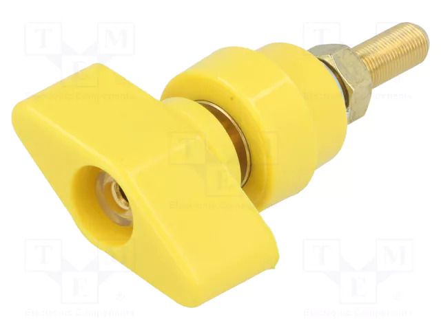 Laboratory clamp; yellow; 1kVDC; 100A; brass; polycarbonate; 81mm SCHÜTZINGER POL102-GE