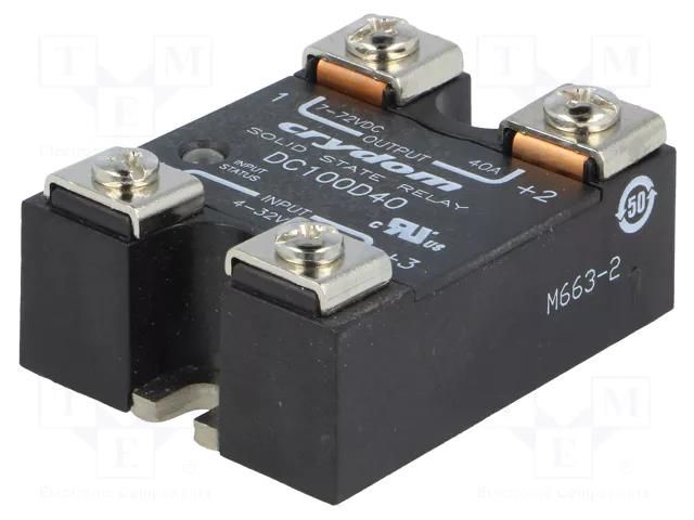 Relay: solid state; Ucntrl: 4÷32VDC; 40A; 1÷100VDC; DC100; IP00 SENSATA / CRYDOM DC100D40