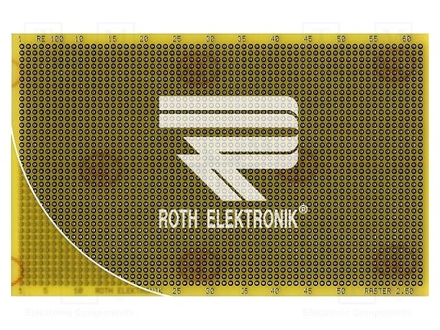 Board: universal; single sided,prototyping; W: 100mm; L: 160mm ROTH ELEKTRONIK GMBH RE100-LF