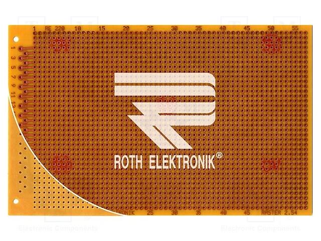 Board: universal; single sided,prototyping; W: 100mm; L: 160mm ROTH ELEKTRONIK GMBH RE220-HP