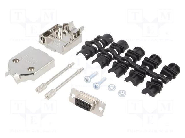 Connector: D-Sub; PIN: 9; plug; female; soldering; for cable; black ENCITECH DTPK-M-09-DBS-K