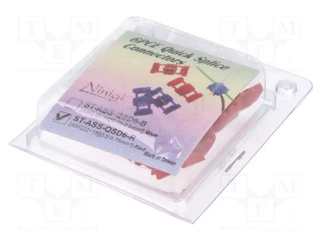 Quick splice; for cable; IDC; red; 0.5÷0.75mm2; 6pcs; quick splice NINIGI ST-ASS-QSD6-R
