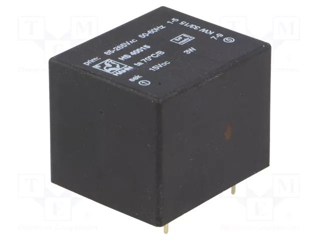 Power supply: switching; modular,open; 3W; 85÷265VAC; OUT: 1; 15VDC HAHN HS40015