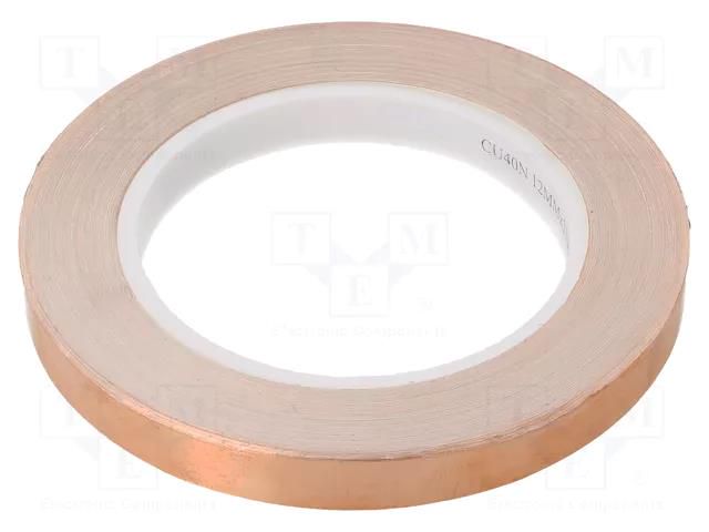 Tape: electrically conductive; W: 12mm; L: 33m; Thk: 0.08mm; copper IPT CU40-12-33M