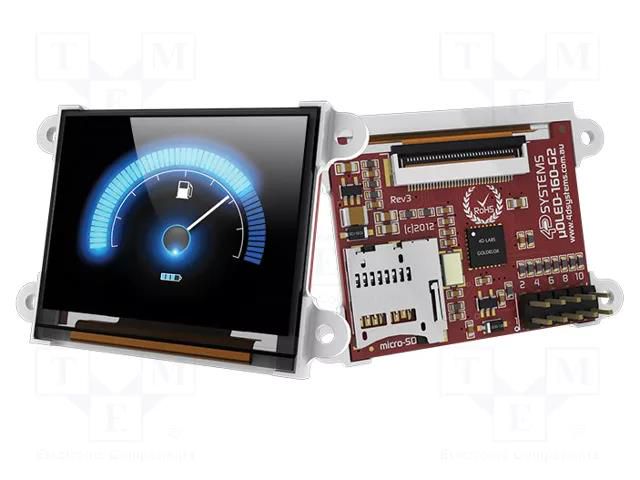 Display: OLED; 1.7"; 160x128; Dim: 52x36x15.5mm; 3.3VDC,5VDC; smart 4D Systems UOLED-160G2