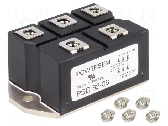 Bridge rectifier: three-phase; Urmax: 0.8kV; If: 88A; Ifsm: 750A POWERSEM PSD82/08