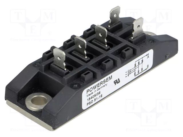Bridge rectifier: three-phase; Urmax: 1.6kV; If: 85A; Ifsm: 750A POWERSEM PSD51/16