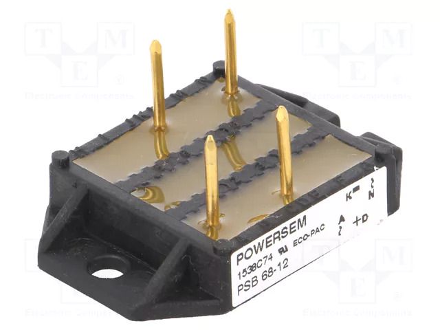 Bridge rectifier: single-phase; Urmax: 1.2kV; If: 68A; Ifsm: 480A POWERSEM PSB68/12