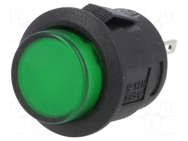 Switch: push-button; Pos: 2; SPST-NO; 1.5A/250VAC; OFF-ON; green SCI R13523BL05BGL1