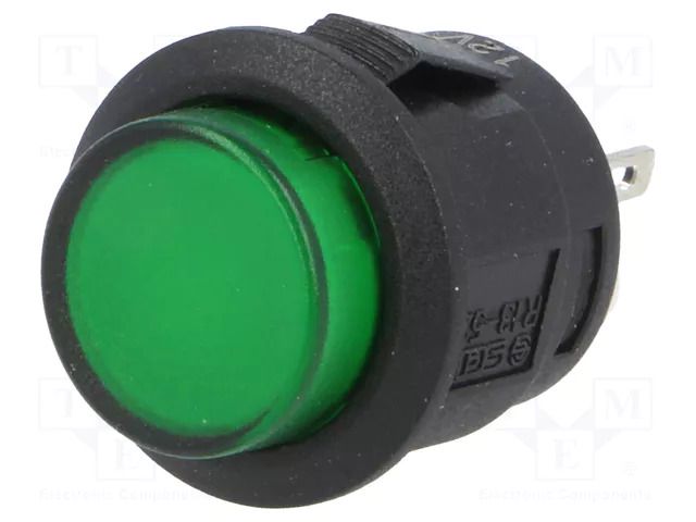 Switch: push-button; Pos: 2; SPST-NO; 1.5A/250VAC; OFF-ON; green SCI R13523BL05BGL1