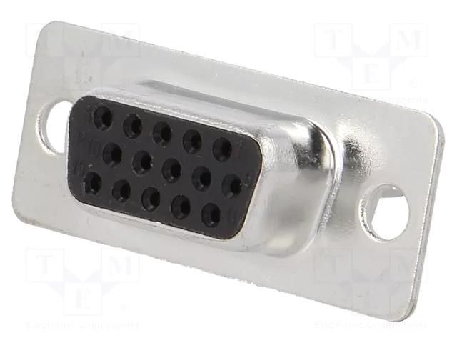Connector: D-Sub HD; PIN: 15; plug; female; for cable; soldering ENCITECH HDS-15-F-T-B-S