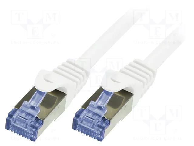 Patch cord; S/FTP; 6a; stranded; Cu; LSZH; white; 1m; 26AWG LOGILINK CQ3031S