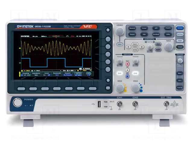 Oscilloscope: digital; Ch: 2; 100MHz; 1Gsps; 10Mpts; colour,LCD 7" GW INSTEK GDS-1102B