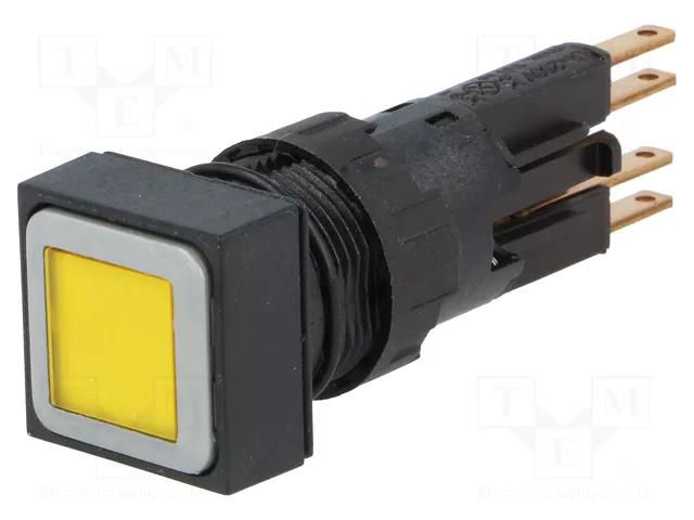Switch: push-button; 16mm; Stabl.pos: 2; yellow; filament lamp EATON ELECTRIC Q18LTR-GE/WB