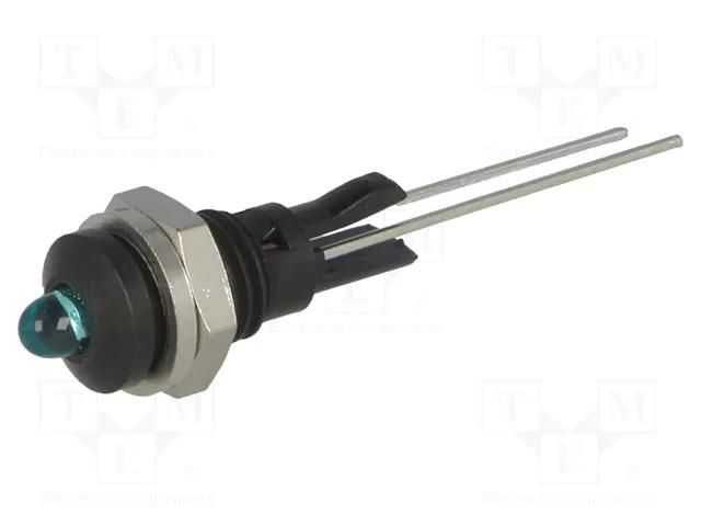 Indicator: LED; prominent; blue; Ø6mm; for PCB; brass; ØLED: 3mm MENTOR 2663.8063