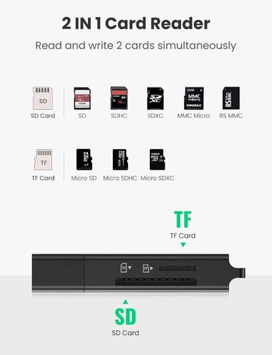 Atminties kortelių microSD, SD skaitytuvas USB 3.0 UGREEN/40752 6957303847525