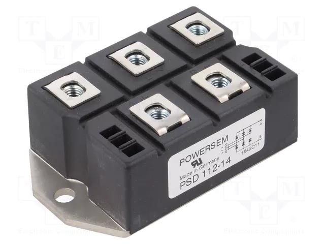 Bridge rectifier: three-phase; Urmax: 1.4kV; If: 127A; Ifsm: 1.2kA POWERSEM PSD112/14