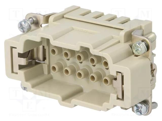 Connector: HDC; contact insert; male; Han® HMC; PIN: 10; 10+PE; 16A HARTING 09332102602