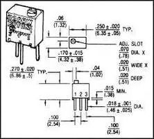 TRIMMER POTENTIOMETER, 1KOHM 12TURN THROUGH HOLE 3266W-1-102
