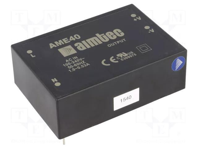 Converter: AC/DC; 40W; Uin: 90÷264VAC,130÷370VDC; Uout: 5VDC; 80% AIMTEC AME40-5DMAZ