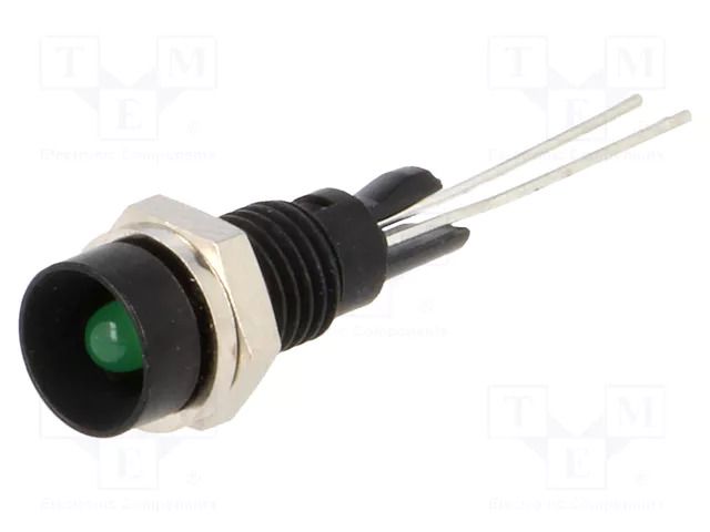 Indicator: LED; recessed; green; Ø6mm; for PCB; brass; ØLED: 3mm MENTOR 2662.8083