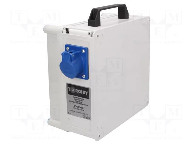 Transformer: protective; 3kVA; 230VAC; 230V; IP44; 380x330x170mm TOROIDY STOS3000