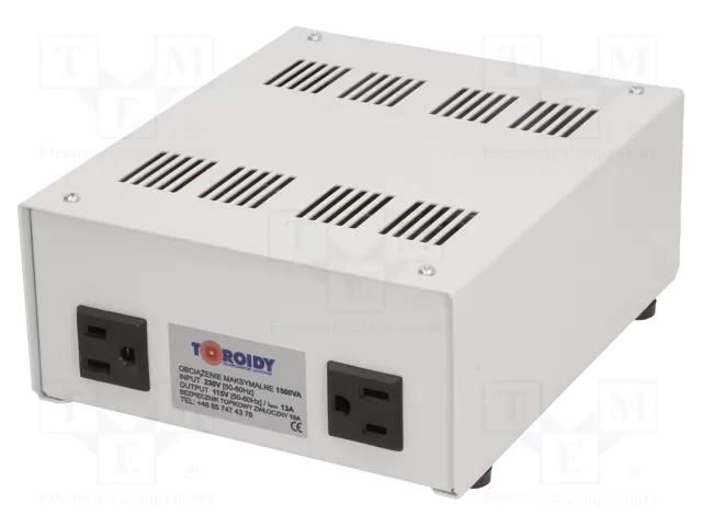 Autotransformer; 230VAC; Power: 1500VA; Usec.1: 115V TOROIDY ATS1500VA-U