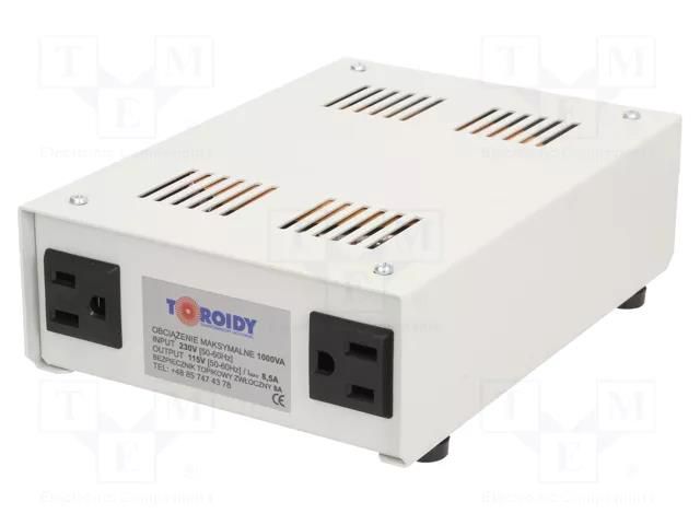 Autotransformer; 230VAC; Power: 1000VA; Usec.1: 115V TOROIDY ATS1000VA-U