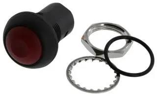 PUSHBUTTON SW, SPST, 0.1A, 24VDC, PANEL RP8200B2M1CEBLKREDNIL.