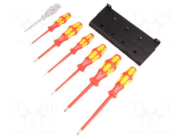 Kit: screwdrivers; insulated; Pozidriv®,slot; 1kVAC; 7pcs. WERA WERA.160I/165I/7