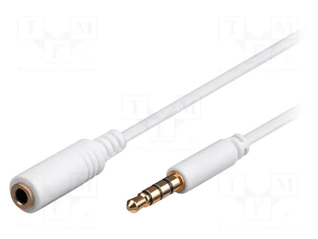 Cable; Jack 3.5mm 4pin socket,Jack 3,5mm 4pin plug; 1m; white Goobay AVK-181-100WH