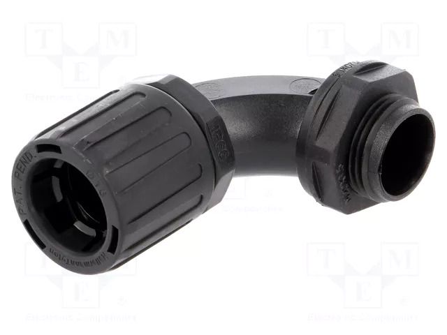 90° angled connector; Thread: metric,outside; polyamide; IP66 HELLERMANNTYTON HG16-90-M20-PA66-B