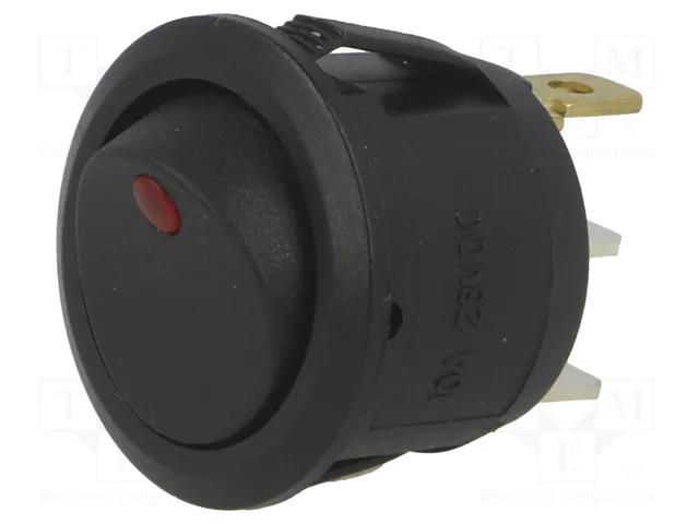 ROCKER; SPST; Pos: 2; ON-OFF; 6A/250VAC; black; LED; R13; 24V; round BULGIN AE-R13112BLAB