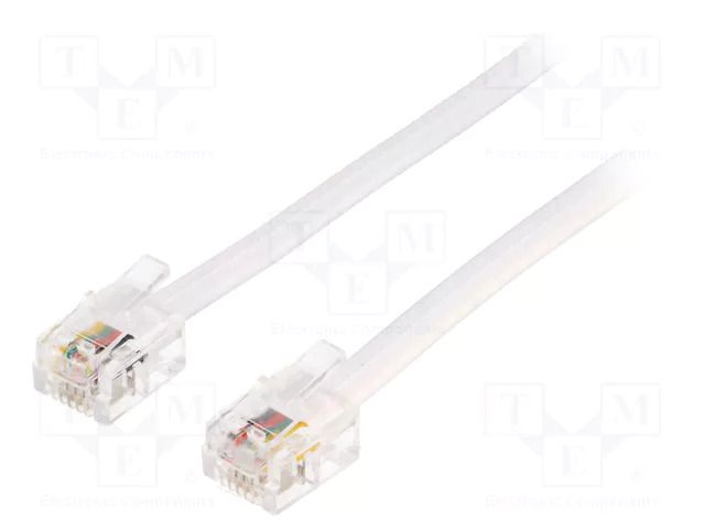 Cable: telephone; RJ11 plug,both sides; 15m; white BQ CABLE TEL-RJ11-WH/15