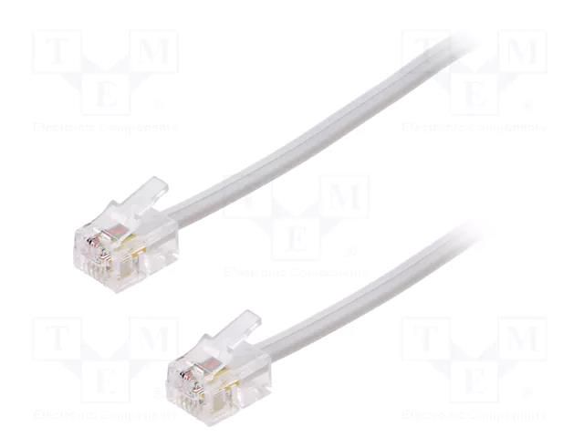 Cable: telephone; RJ11 plug,both sides; 3m; white BQ CABLE TEL-RJ11-WH/03