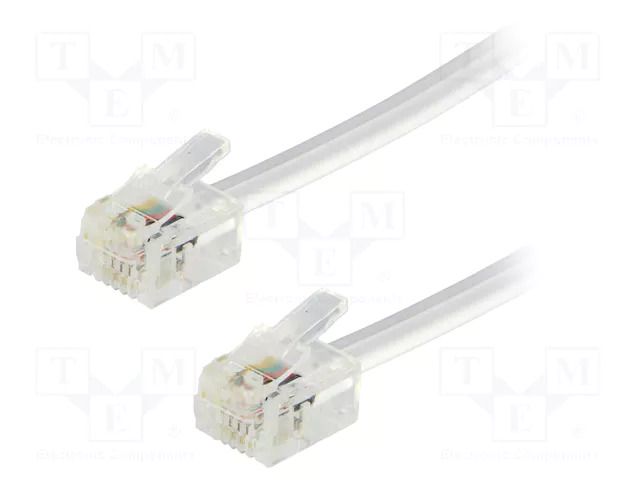 Cable: telephone; RJ11 plug,both sides; 1m; white BQ CABLE TEL-RJ11-WH/01