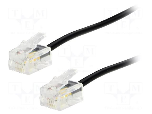 Cable: telephone; RJ11 plug,both sides; 20m; black BQ CABLE TEL-RJ11-BK/20