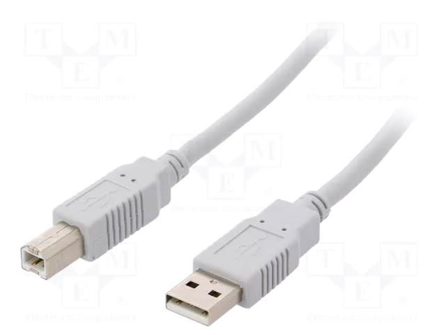 Cable; USB 2.0; USB A plug,USB B plug; 2m; light grey BQ CABLE BQC-USB2AB/2