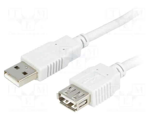 Cable; USB 2.0; USB A socket,USB A plug; 2m; light grey BQ CABLE BQC-USB2AAF/2