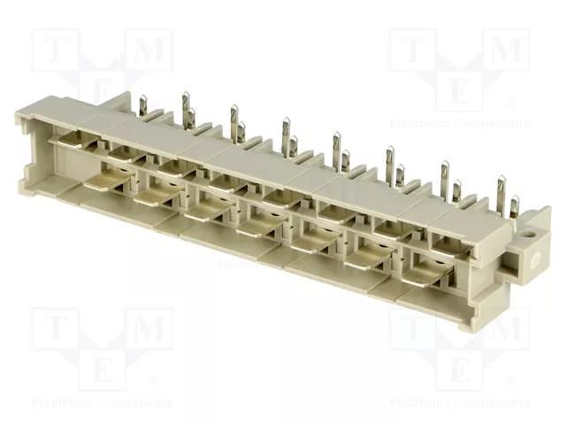 Connector: DIN 41612; socket; male; PIN: 15; angled 90°; 15A; THT HARTING 09061152911