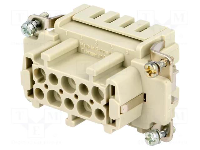 Connector: HDC; contact insert; female; 16A; 500V; Han® ES; PIN: 10 HARTING 09330102716