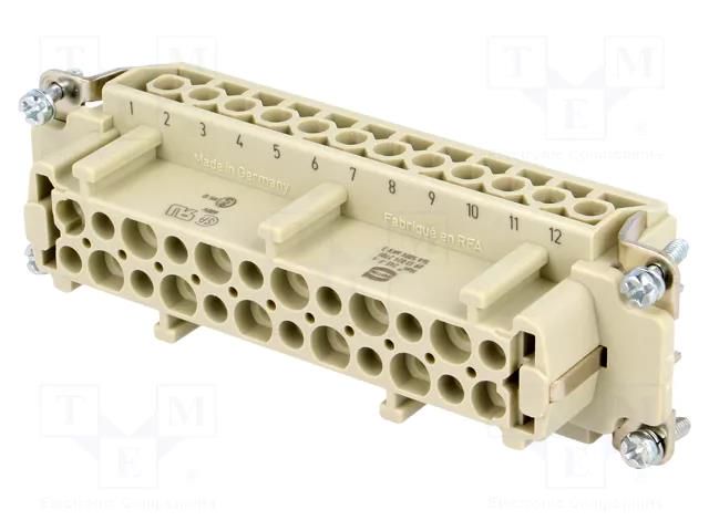 Connector: HDC; contact insert; female; Han E®; PIN: 24; 24+PE; 16A HARTING 09330242701