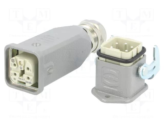 Connector: HDC; male + female; 10A; 400V; Han Kit; PIN: 5; 4+PE; M20 HARTING 10200040001