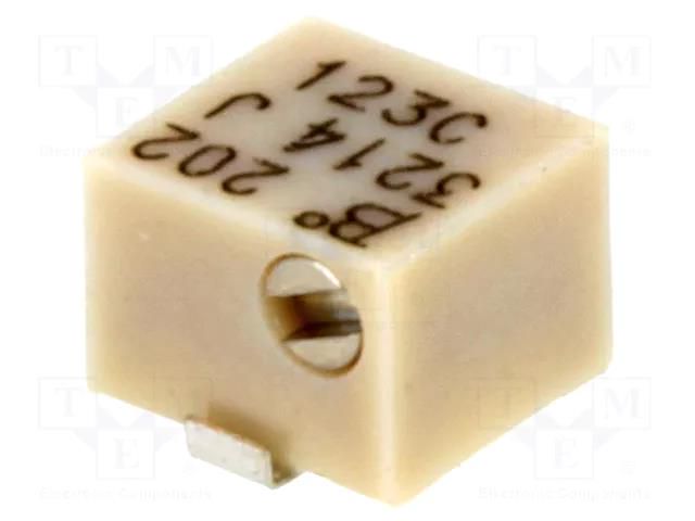 Potentiometer: mounting; horizontal,multiturn; 2kΩ; 250mW; SMD BOURNS 3214J-1-202E