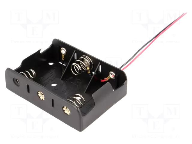 Holder; C,R14; Batt.no: 3; cables; 150mm; black COMF BH-232A