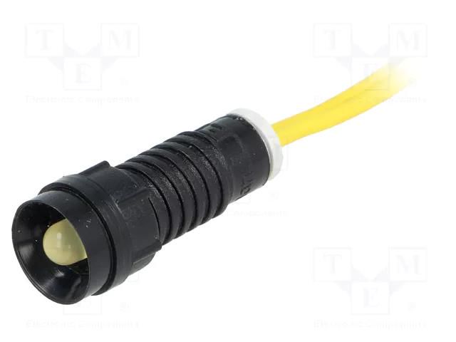 Indicator: LED; recessed; yellow; 230VAC; Ø11mm; IP40; cables; 300mm POLAM-ELTA LY-D5-230AC