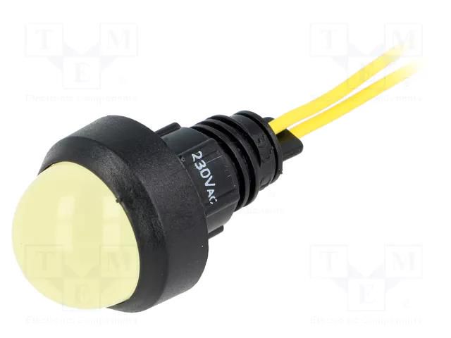 Indicator: LED; prominent; yellow; 230VAC; Ø13mm; IP40; cables POLAM-ELTA LY-D20-230AC