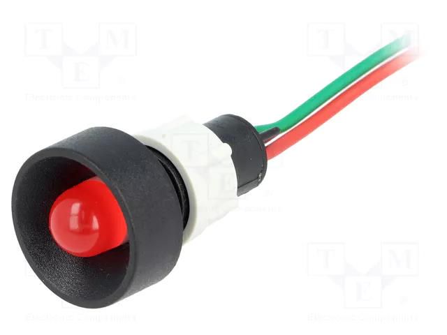 Indicator: LED; recessed; red; 24VDC; 24VAC; Ø13mm; IP40; cables POLAM-ELTA LR-D10-24AC/DC