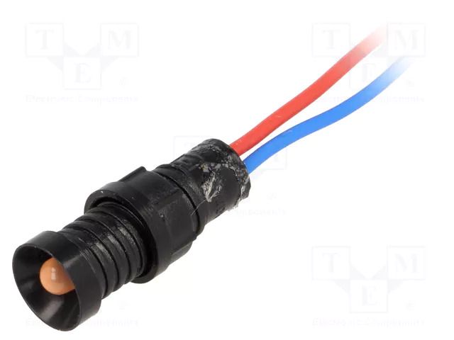 Indicator: LED; recessed; orange; 12VDC; 12VAC; Ø11mm; IP40; cables POLAM-ELTA LO-D5-12AC/DC